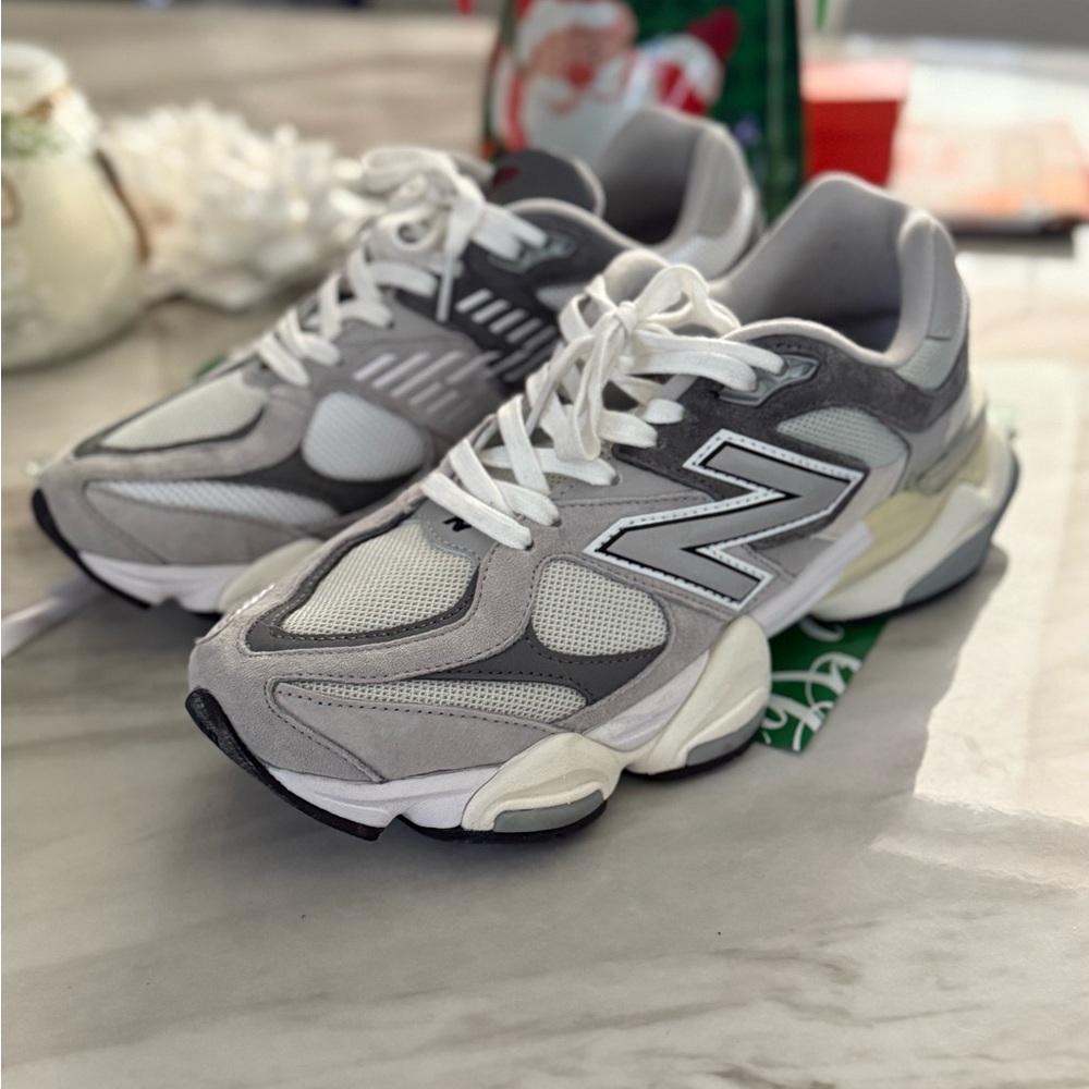 New Balance 9060 Gray and White Athletic Shoes